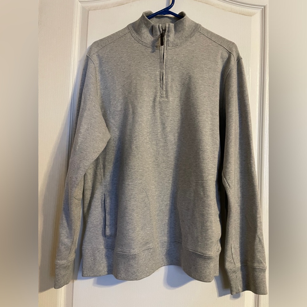 Lands End Men’s Bedford Quarter Zip Ribbed Pullover Sweater M 100% Cotton‎ Basic
